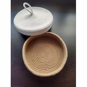 BulkySanta Roti Serving Basket with lid 10 inches cotton jute | bread proofing basket | multipurpose fruit basket | dinning table decor