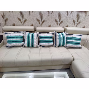 BulkySanta handtufted Cotton Cushion Covers for Sofa, 16 in x 16 in (Blue Green)