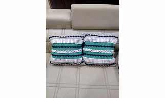 BulkySanta handtufted Cotton Cushion Covers for Sofa, 16 in x 16 in (Blue Green)