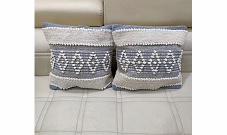 BulkySanta Handtufted Cotton Cushion Covers for Sofa, 16 in x 16 in (5, Diamond White Grey)