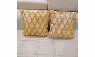 BulkySanta Handtufted Cotton Cushion Covers for Sofa, 16 in x 16 in (2, Diamond Yellow)