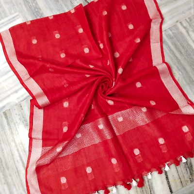 Pure Linen Hand Voven Dupatta-LLD305