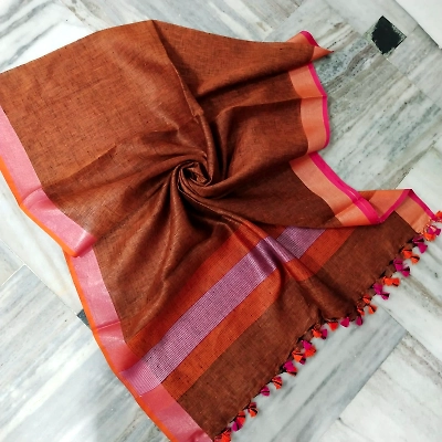 Pure Linen Hand Voven Dupatta-LLD321