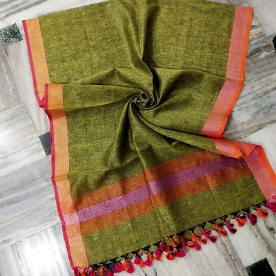 Pure Linen Hand Voven Dupatta-LLD323
