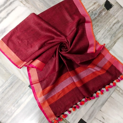 Pure Linen Hand Voven Dupatta-LLD324