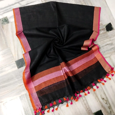 Pure Linen Hand Voven Dupatta-LLD325
