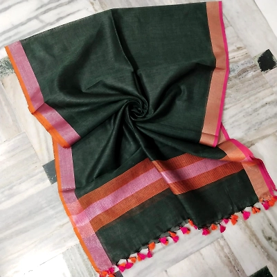 Pure Linen Hand Voven Dupatta-LLD327