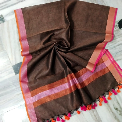 Pure Linen Hand Voven Dupatta-LLD328
