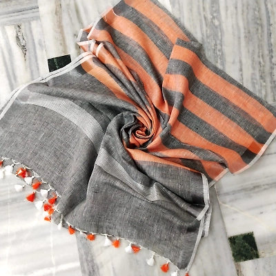 Pure Linen Hand Voven Dupatta-LLD333