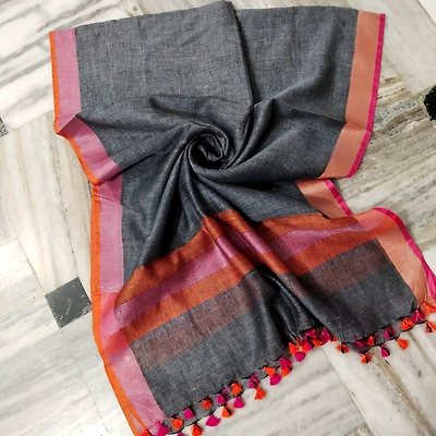 Pure Linen Hand Voven Dupatta-LLD330