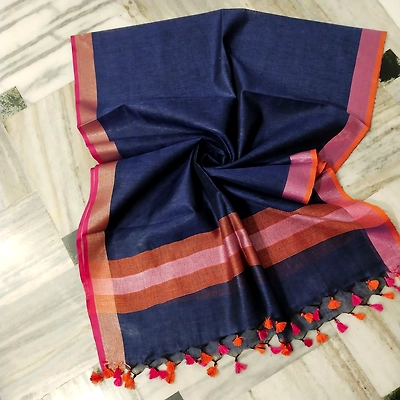 Pure Linen Hand Voven Dupatta-LLD329