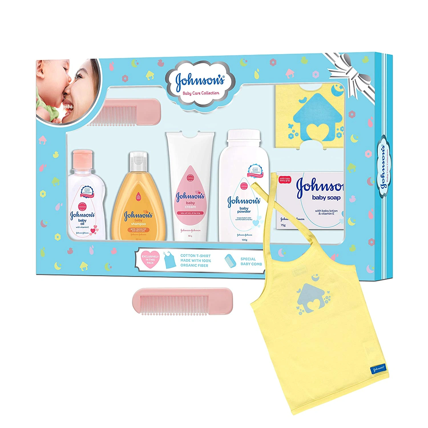 Johnson's Baby Care Collection Baby Gift Set with  T-Shirt (7 Pieces)-sku118