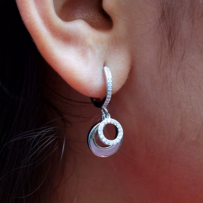 stellar sparkle: sterling silver circular diamond earrings b321