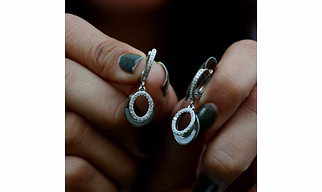 Diamond Halo Gleam: Sterling Silver Circular Earring B322