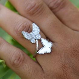 whispering wings silver butterfly ring b318