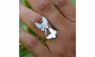 Whispering Wings Silver Butterfly Ring B318