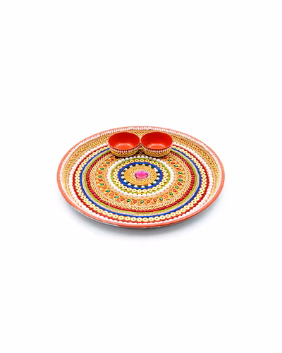 Sri Rudra Decorative Steel Plates Set (Pack of 3)-3