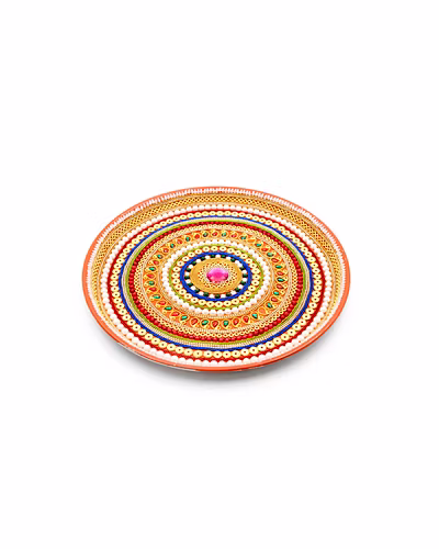 Sri Rudra Decorative Steel Plates Set (Pack of 3)-8906101492237