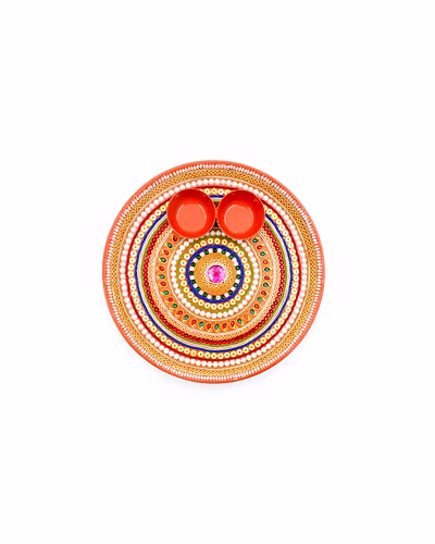 Sri Rudra Decorative Steel Plates Set (Pack of 3)-2