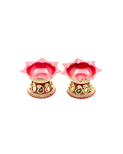 Sri Rudra Decorative Steel Diyas (Pack of 2)-1