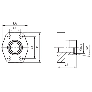 SAE FLANGE WITH 24° CONE - STRAIGHT - 6000 Series