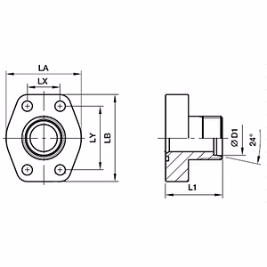 SAE FLANGE WITH 24° CONE - STRAIGHT - 6000 Series