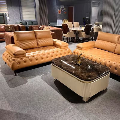 Leatherite sofa setting (Tan brown)-SOF4MTL04