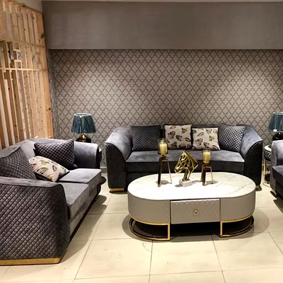 Premium Leatherrite Drawing Room Sofa Set-SOF4MTL02