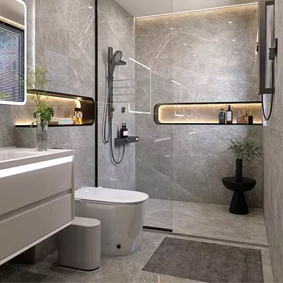 Grey stone feel Tile Bathroom-1