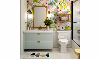 Floral Tiles with Golden Sanitary