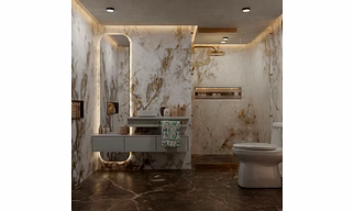 White golden stone tiles Bathroom
