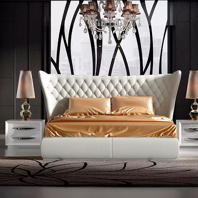 Luxury Designer Bed with Premium Leather and High-Class Hardware-1