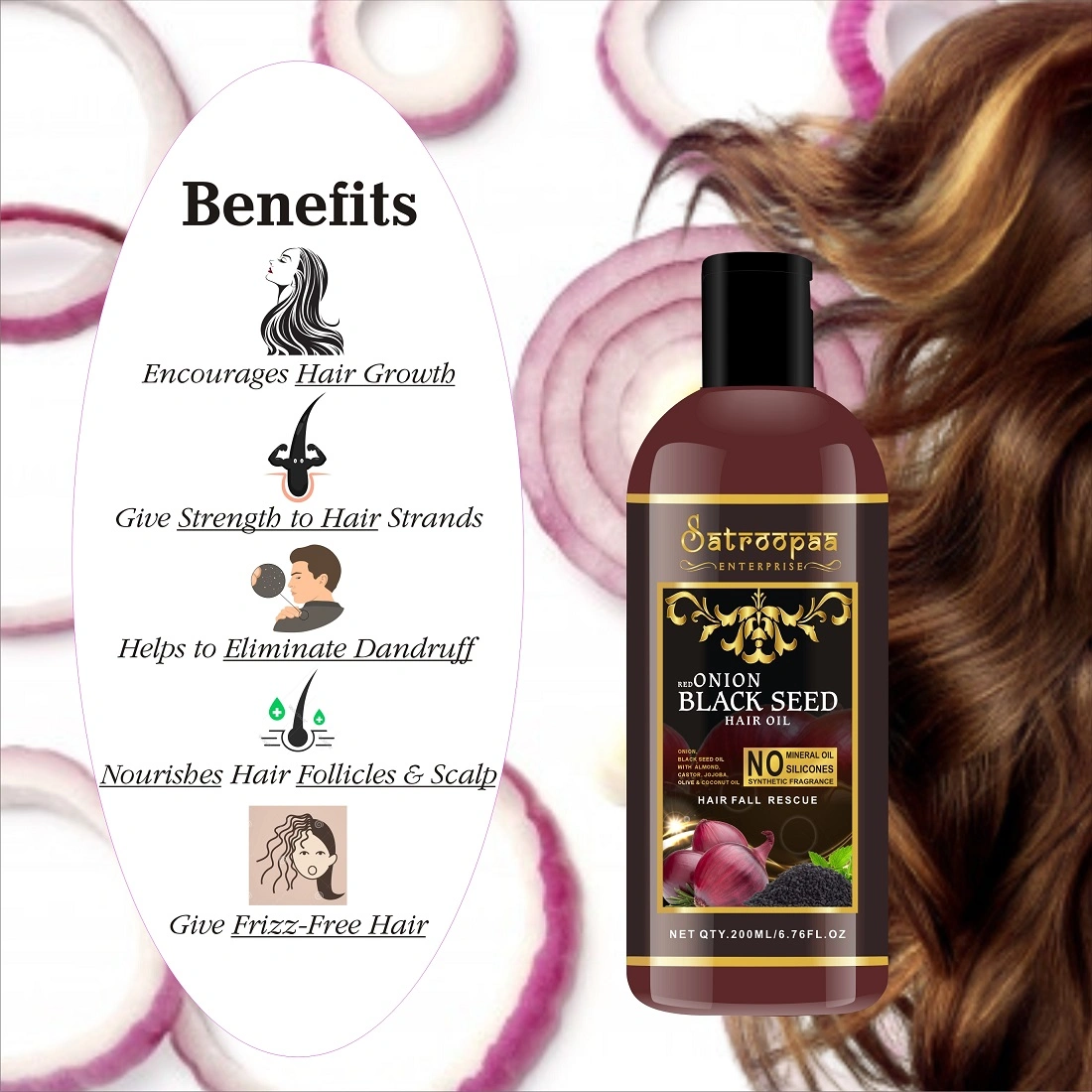 Satroopaa Onion Black Seed Hair Oil Pack of 50 ml with 14 Natural Oils for Beautiful &amp; Strong Hair-1-4