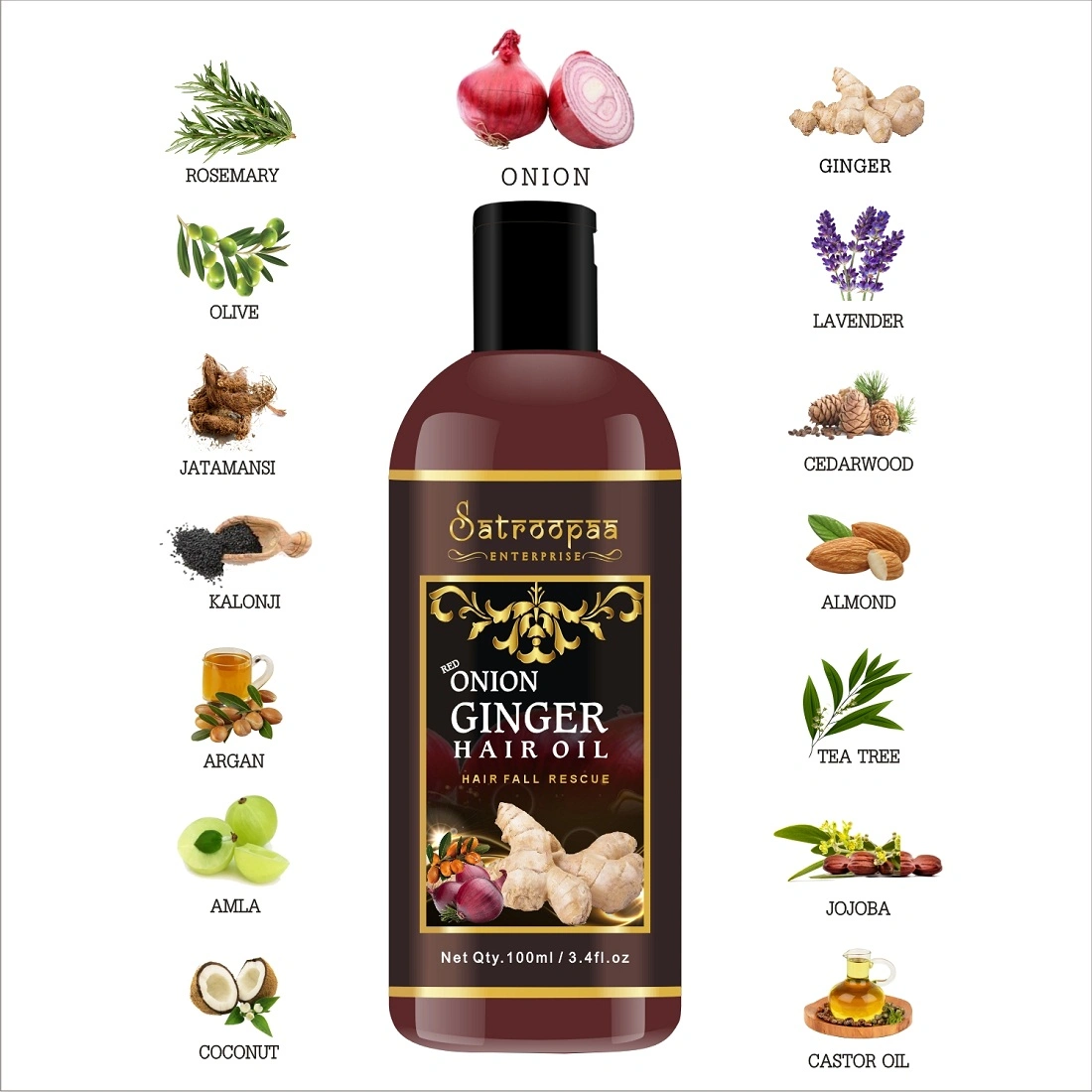 satroopaa Onion Ginger Hair Oil For Beautiful &amp; Stronger Hair with 14 natural oils 50 ml Hair Oil  (50 ml)-10529034