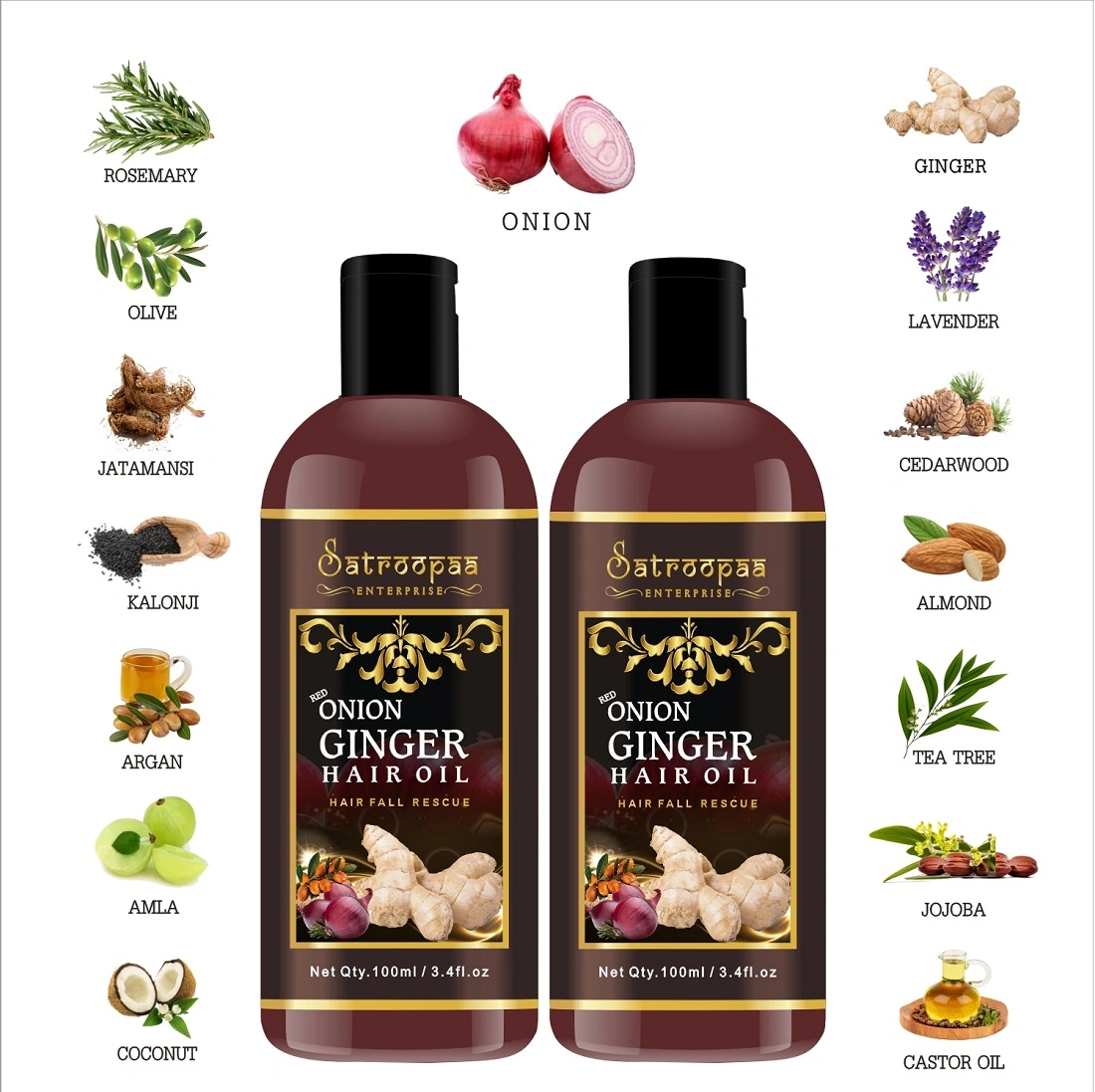 satroopaa Onion Ginger Hair Oil For Beautiful &amp; Stronger Hair with 14 natural oils 50 ml Hair Oil  (50 ml)-10529036