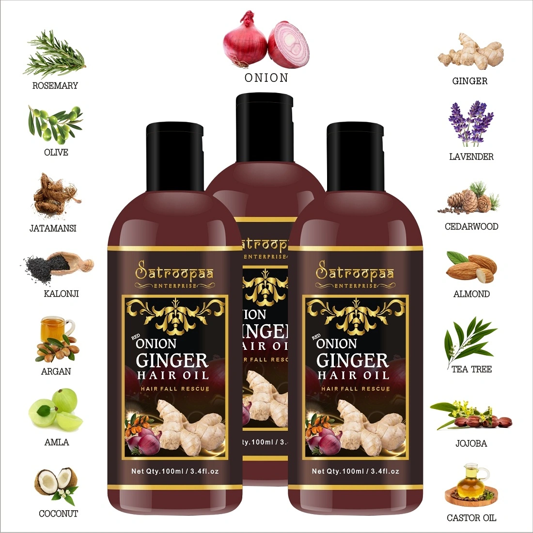 satroopaa Onion Ginger Hair Oil For Beautiful &amp; Stronger Hair with 14 natural oils 50 ml Hair Oil  (50 ml)-10529038