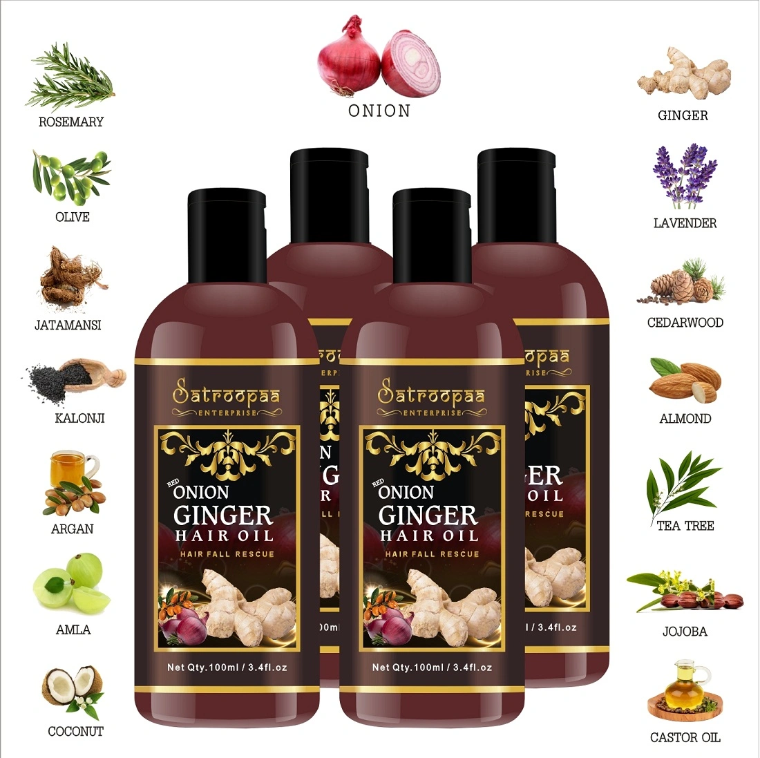 satroopaa Onion Ginger Hair Oil For Beautiful &amp; Stronger Hair with 14 natural oils 50 ml Hair Oil  (50 ml)-10529040