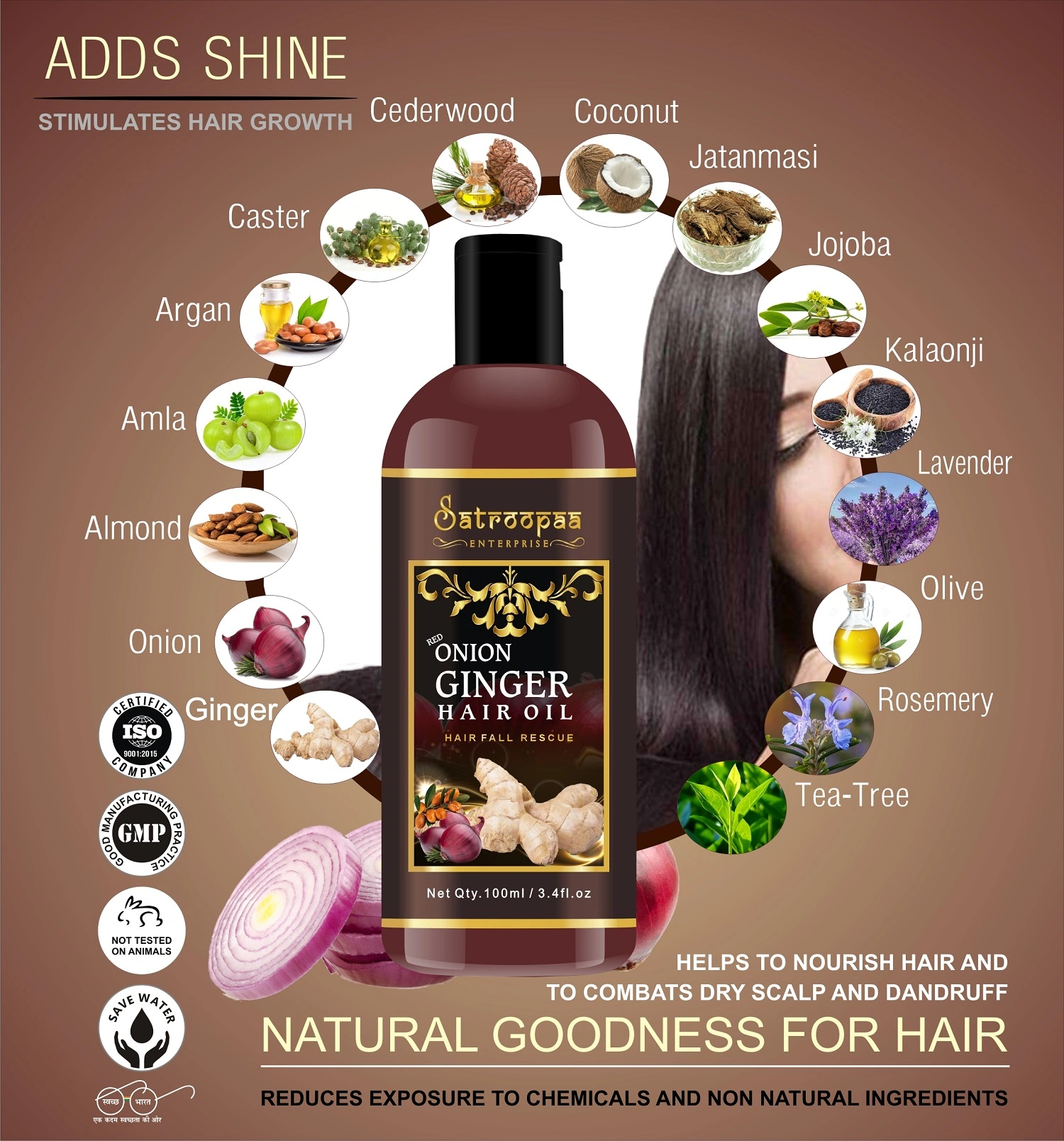 satroopaa Onion Ginger Hair Oil For Beautiful &amp; Stronger Hair with 14 natural oils 50 ml Hair Oil  (50 ml)-1-2