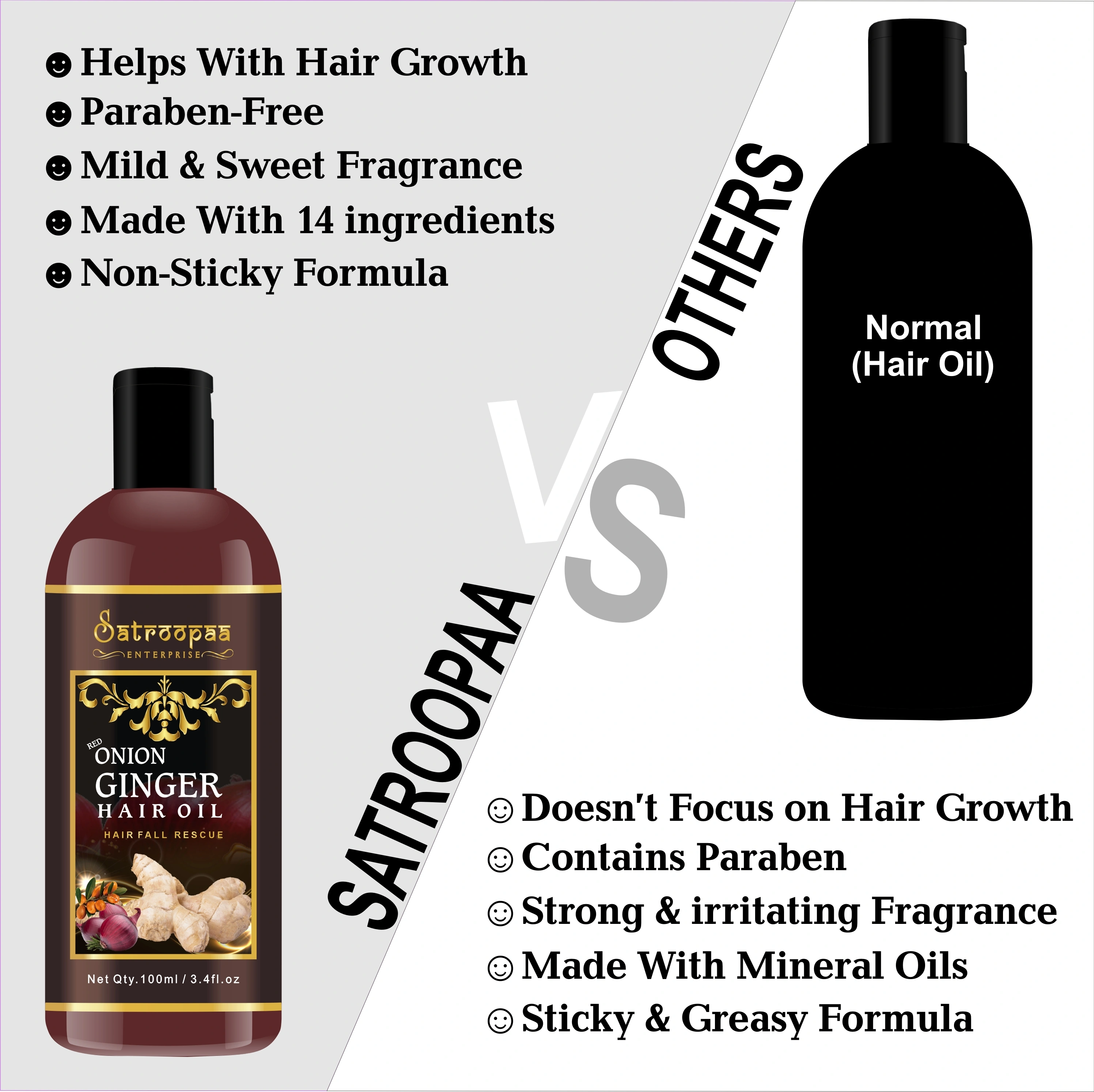 satroopaa Onion Ginger Hair Oil For Beautiful &amp; Stronger Hair with 14 natural oils 50 ml Hair Oil  (50 ml)-1-4