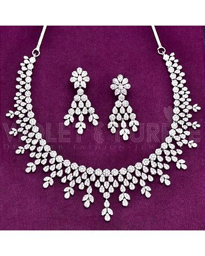 Cubic Zirconia Fashion Jewellery Necklace Set 91064 for Women-1000091064