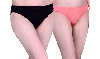 Bamboo Fabric Low Waist Underwear | Peach & Black | Pack of 2