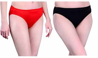 Bamboo Fabric Mid Rise Underwear | Red & Black | Pack of 2