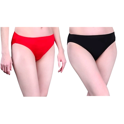 Bamboo Fabric Mid Rise Underwear | Red & Black | Pack of 2