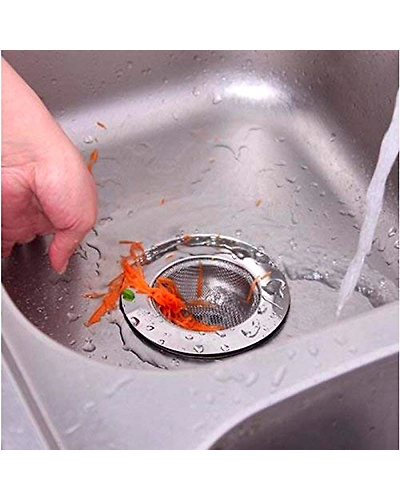 Inditradition Stainless Steel Strainer Kitchen Drain Basin Basket Filter Stopper Drainer Sink Jali, 9 cm (Silver)-2