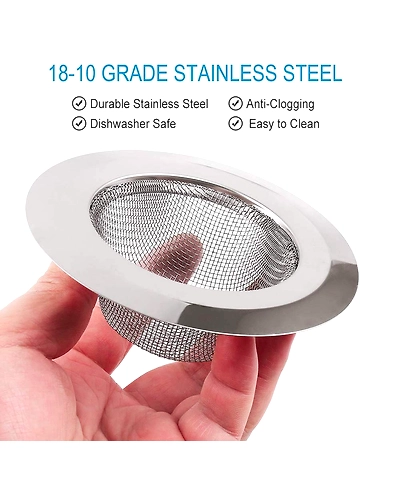 Inditradition Stainless Steel Strainer Kitchen Drain Basin Basket Filter Stopper Drainer Sink Jali, 9 cm (Silver)-3