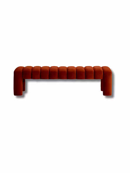 Strio - Upholstered Bench for Bedroom &amp; Entryway - Customisable-Rust Red Velvet