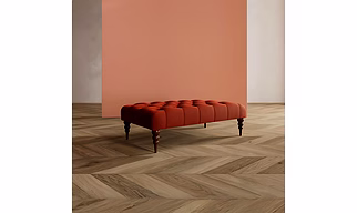 Turner - Modern Upholstered Bench with Teakwood Legs for Bed & Hallway | Woodkraft Studio