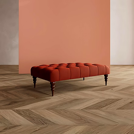 Turner - Modern Upholstered Bench with Teakwood Legs for Bed & Hallway | Woodkraft Studio