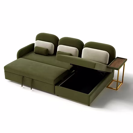 Sofa cum bed with open lounger storage – space saving furniture Hyderabad