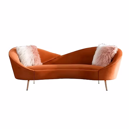 &quot;Woodkraft Studio modern orange velvet 3 seater sofa with plush cushions – luxury living room f